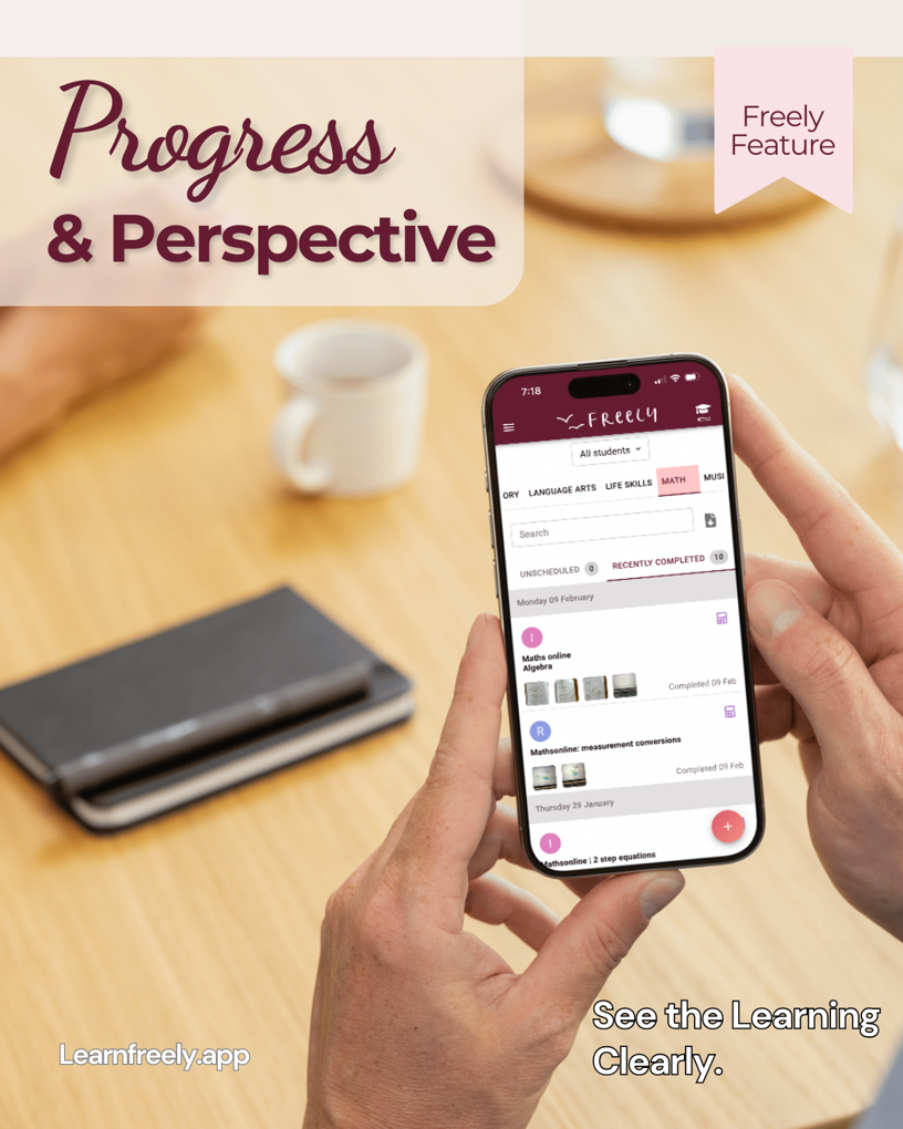 Freely Homeschool Planner digital homeschool progress tracking feature – Progress & Perspective – learnfreely.app