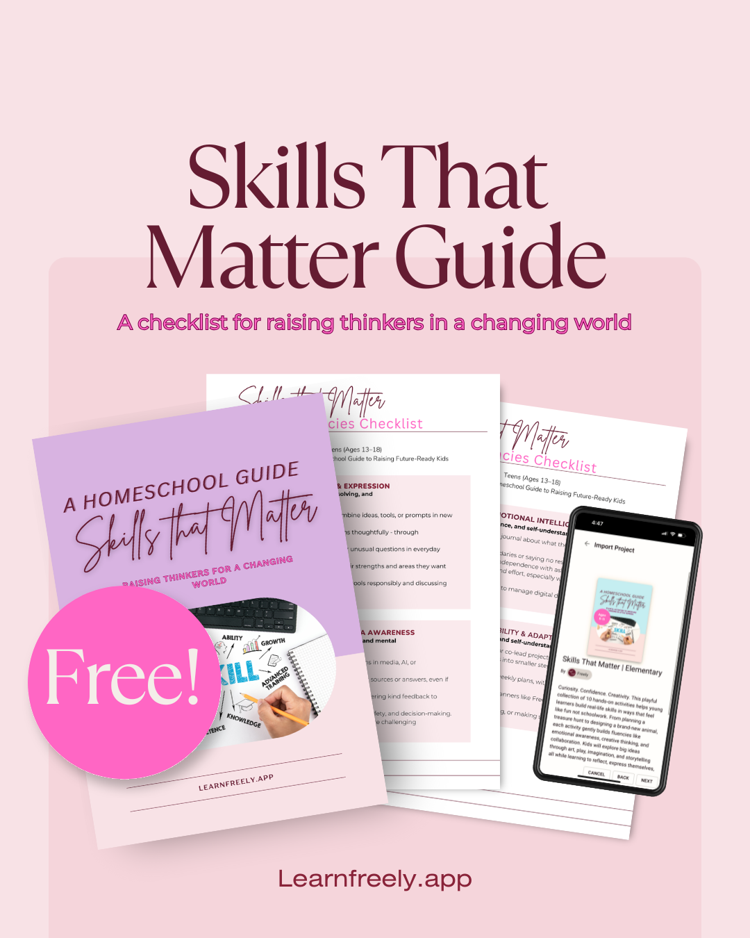 skills that matter guide. A checklist for raising thinkers in a changing world. Free Homeschool Guide Checklists