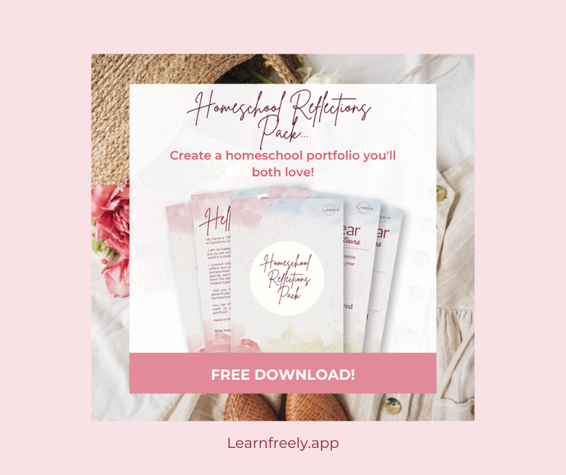 Homeschool reflections pack. Create a homeschool portfolio you'll both love! Freely Homeschool Planner App